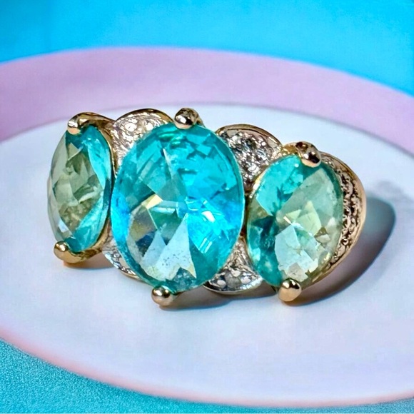 Ross Simons Blue Apatite 18kt Gold/Sterling Ring (7) - Picture 5 of 10